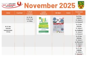 Sportunion St. Johann Termine November 2025