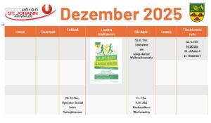 Sportunion St. Johann Termine Dezember 2025