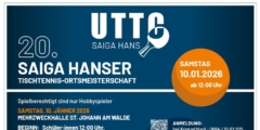 20. Saiga Hanser Tischtennis-Ortsmeisterschaft 10. Jänner 2026